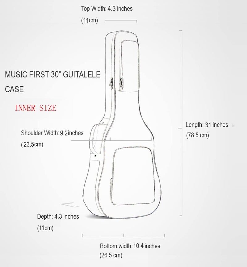 MUSIC FIRST Original Design 15mm Thick Vintage Style Jeans Cloth/Denim Guitalele case, Guitalele Bag, Soft Guitar Case. Guitalele Backpack! (30~31 inch) PLS CHECK PHOTO No.2 AND MEASURE YOUR GUITAR! - Image 2